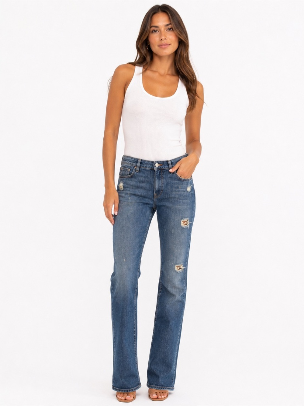 Old Navy Y2K “Boy Cut” Distressed Straight Leg Jeans in Size 18